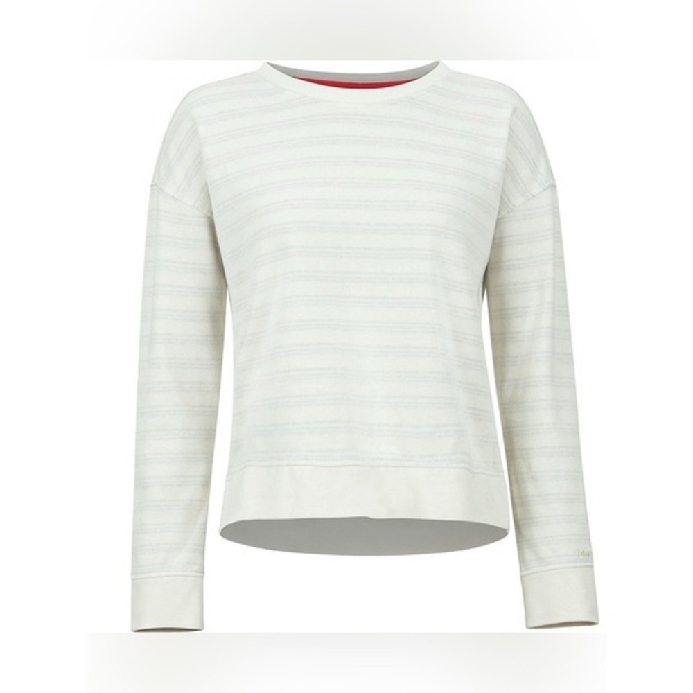 Marmot Cream Striped Westview Crew Pullover Sweatshirt L Minimalist Utility